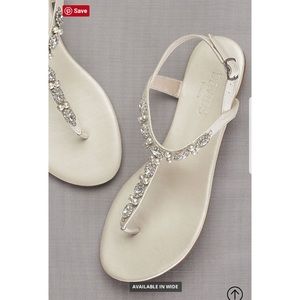 Ivory Pearl and Crystal T-strap Sandals, size 9
